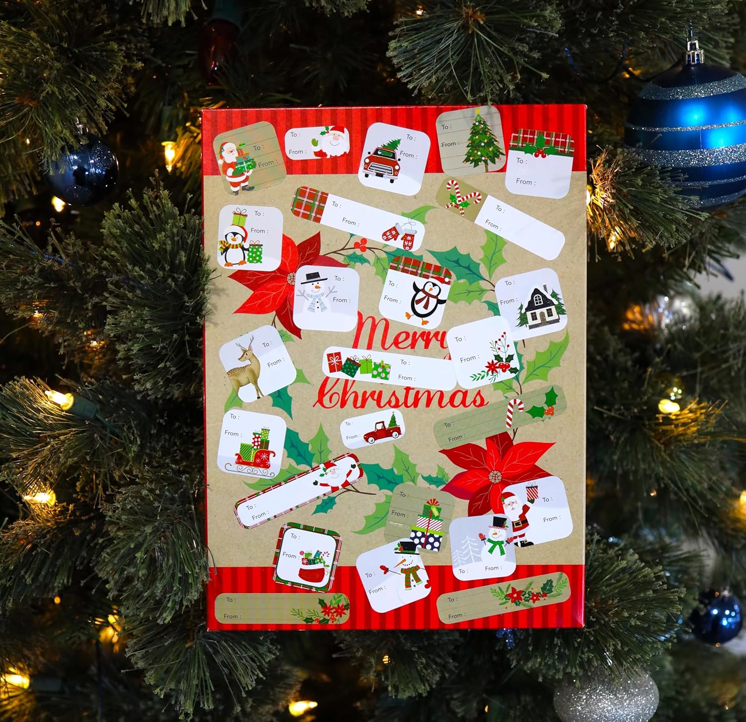 Iconikal 600-Count Christmas Gift Tags Labels with Assorted Printed Designs for Boxes, Bags, Stocking Stuffers, Self-Adhesive, Party Favors, and More - Image 3