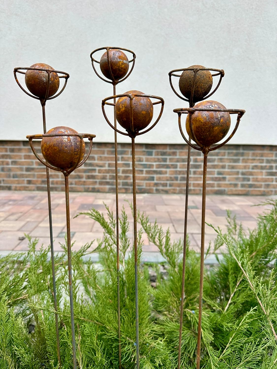Set of 6 Rustic Metal Exotic Flowers, Handmade Garden Decor, Unique Landscaping Art, Outdoor Yard Art, Rustic Metal Flower Gift