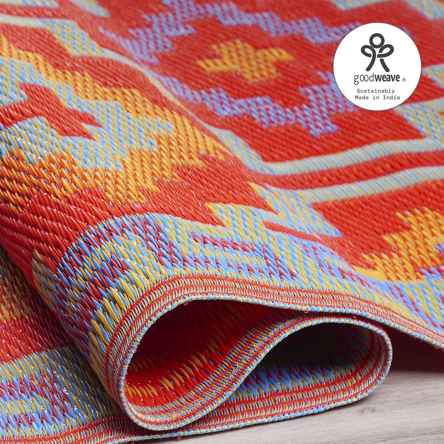 Fab Habitat Outdoor Rug - Waterproof, Fade Resistant, Crease-Free, Reversible - Premium Recycled Plastic - Vintage Boho Kilim - Patio, Porch, Deck, Balcony - Lhasa - Orange & Violet - 5 x 8 ft