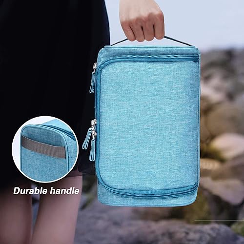 Miniatura 3 de SELLYFELLY Bolsa de aseo colgante para viajes, bolsa de ducha para mujer, bolsa de afeitado para hombre, kit organizador con gancho, Ácido