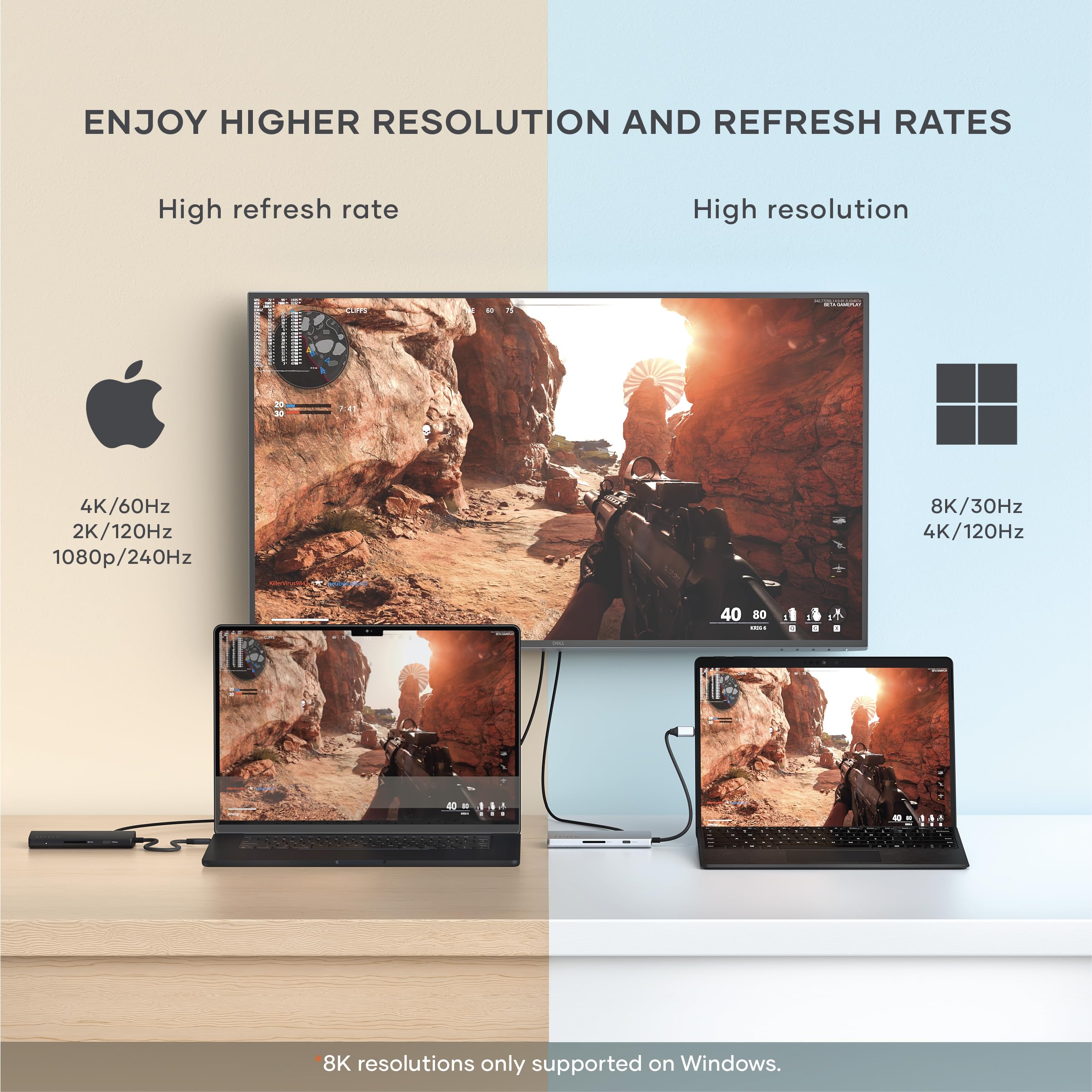 Satechi Adaptador multiportas USB C Hub 8 em 1 V3, HDMI 8K