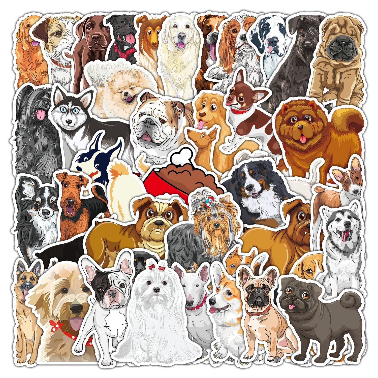 50Pcs Poodle Stickers Laptop Car Scrapbook Phone Skateboard Suitcase Luggage Bike Dog Stickers Vinyl Waterproof Aesthetic Personalised Stickers for Teens Boys Girls Adults Children
