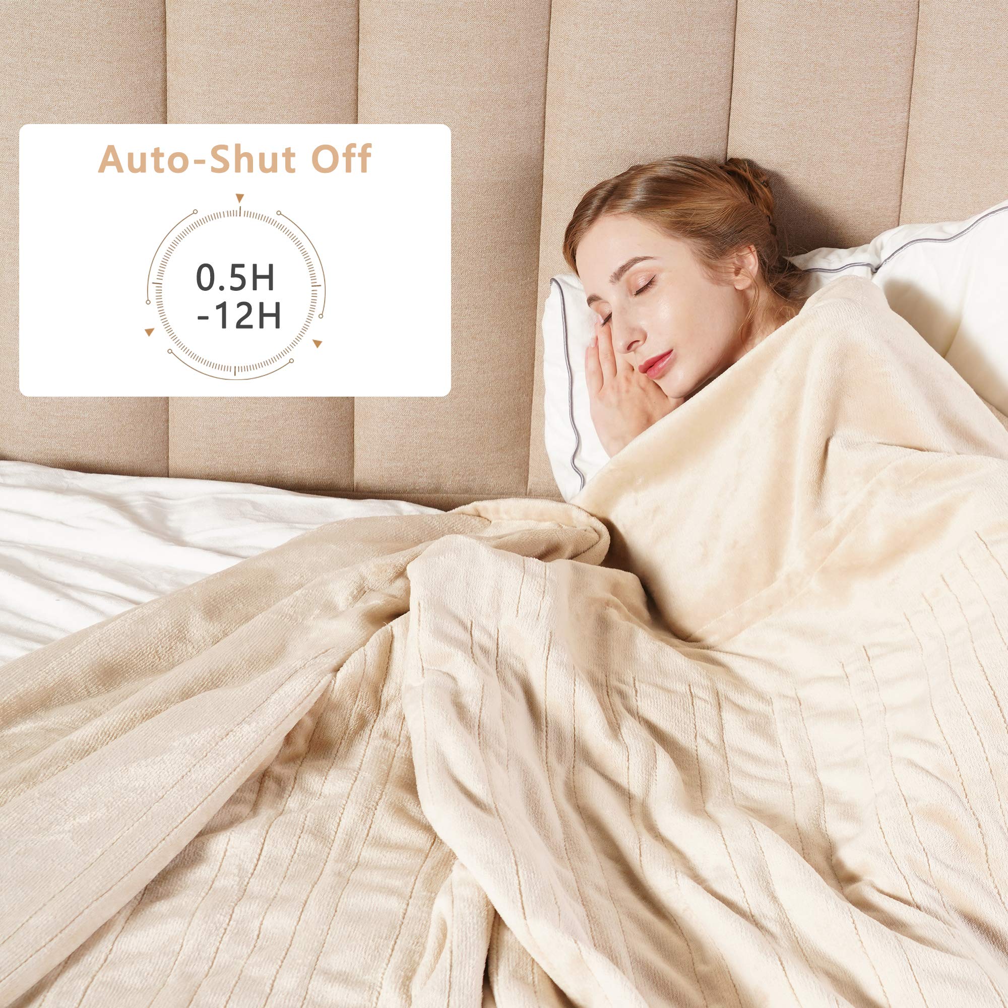 Amazon.com: Sunvivi Heated Electric Blanket Queen Size with Dual Control, 5  Years Warranty, 10 Heat Settings, 12 Hours Auto Off, Machine Washable, ETL  Certified, Overheating Protection, Beige : Home u0026 Kitchen