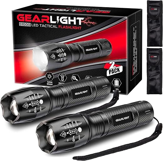 hooga LED Flashlight, Blue Light Blocking, Amber Flashlight 1600K Warm Light for Eye Care, Sleep Aid. AA Battery Included. Adjustable Brightness. Great for Hunting, Camping, Aviation. 2-Pack
