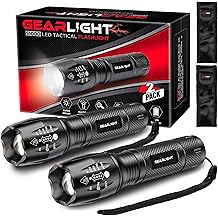 Lampe Torche LED GearLight S2000 – Super Puissante, Taille Moyenne, Tactique, Alu Noir
