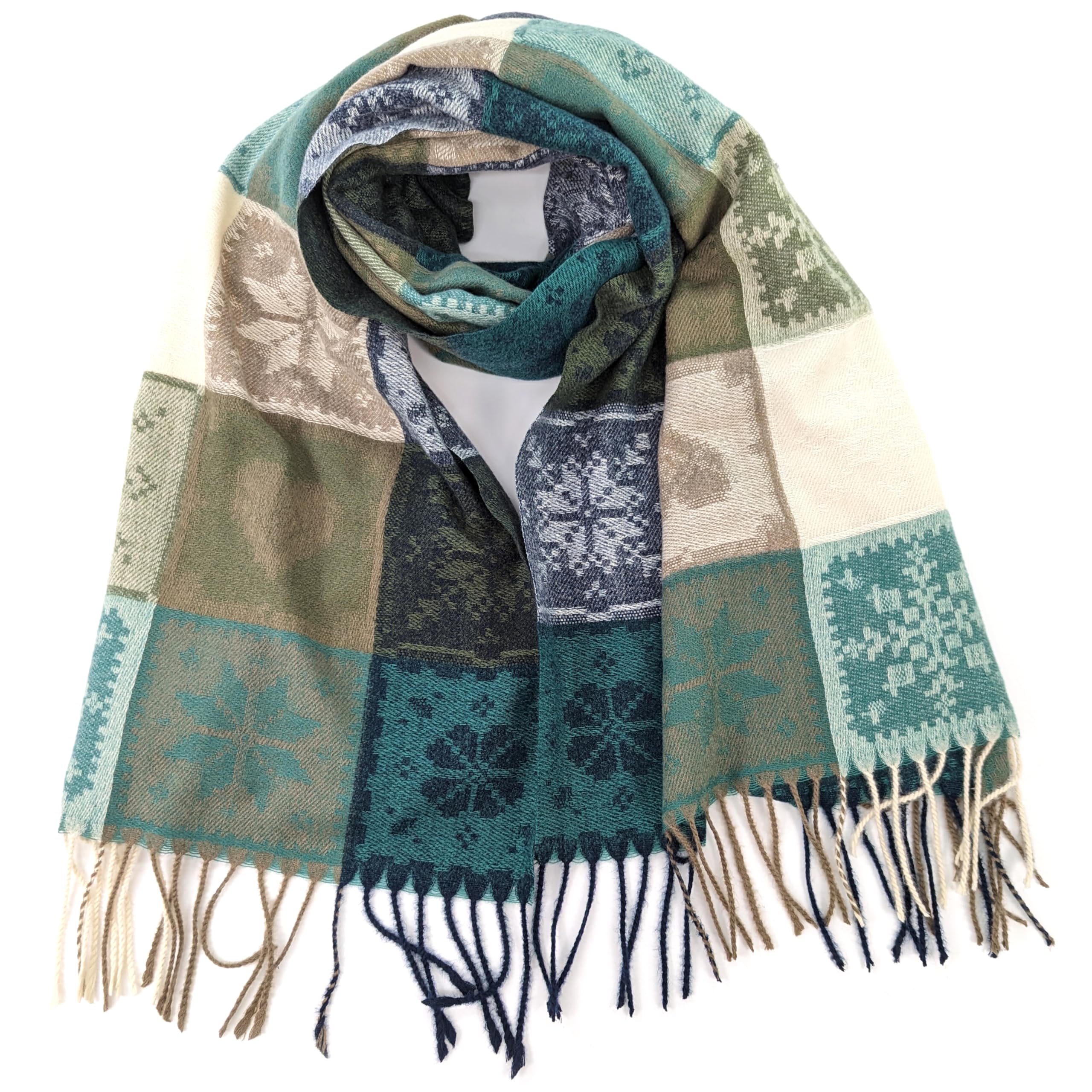 BLACK GINGER Snowflake Pashmina Scarf Green Ladies Shawl Wrap Clearance Sale