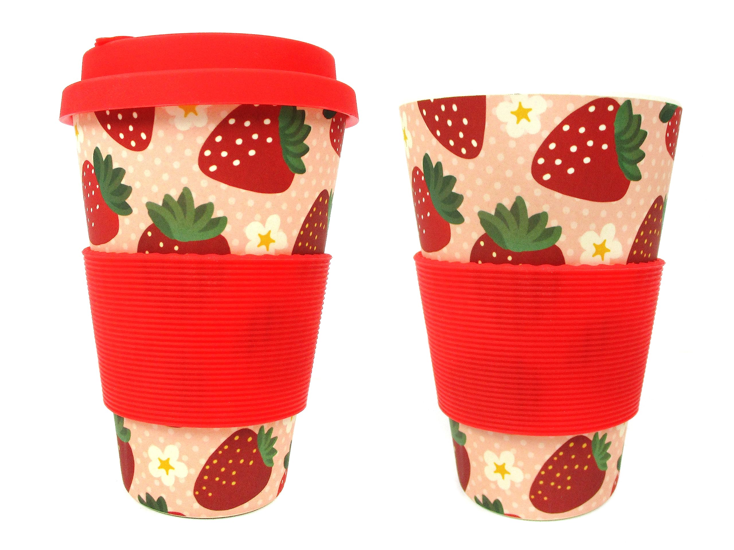 TINYMILLSStrawberry 14oz Travel Mug - Eco-Friendly Reusable Plant Fiber Travel Mug Birthday Gift Teen Girl Gift