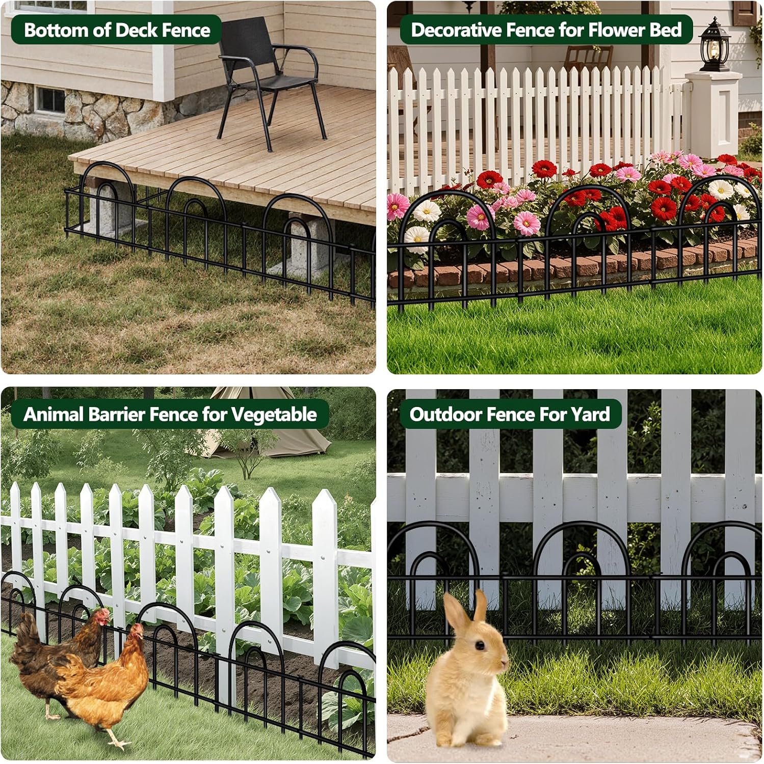 Decorative Garden Fence, 15 Panels No Dig Fence, 21.25 ft(L) x 13 in(H) Animal Barrier for Dogs Rabbits, Rustproof Metal Arched Decorative Garden Fences for Flower Bed, Outdoor, Yard, Patio