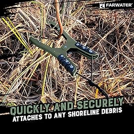 FARWATER Canoe Anchor Grip - Boat, Float Tube & Kayak Fishing Accessories, Kayaking Equipment - Brush Clamp Anchor with Teeth - Gripper with 15ft Paracord - Rubber Grips - Coated Steel - Matte Green