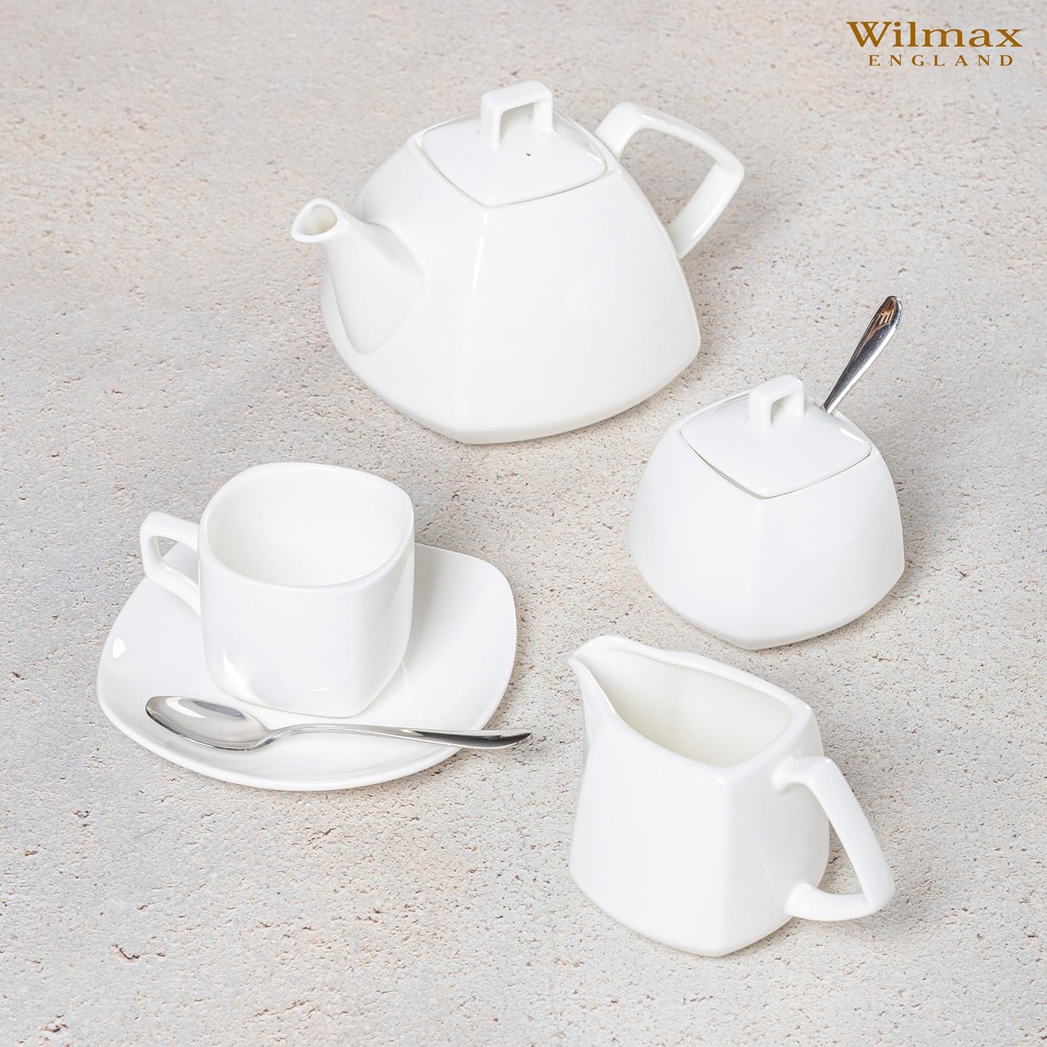 Wilmax WL-995028/2C Porcelain Sugar Bowl and Milk Jug Set, White, 2 Pieces