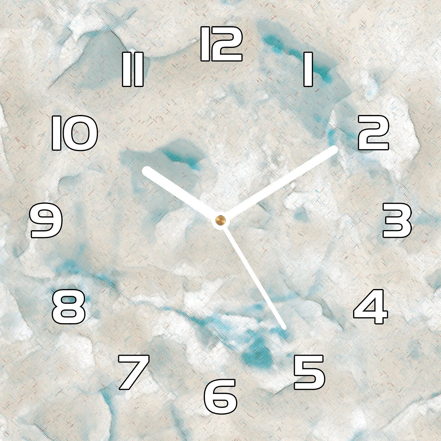 Horloge murale verre securite haut de gamme effet marbre naturel avec aiguilles blanches