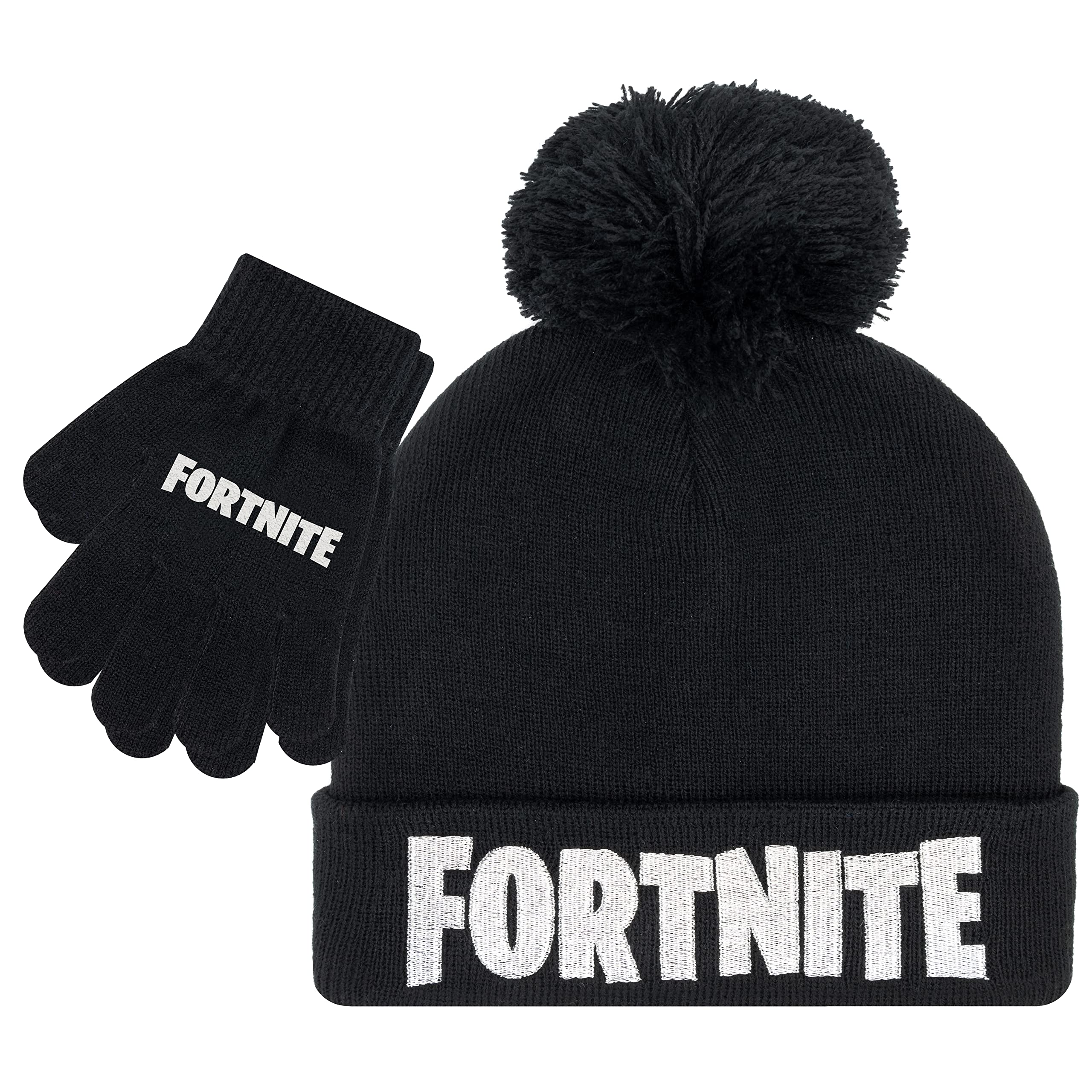 FORTNITE Jungen Winter Beanie Mütze und Schneehandschuhe für Jungen 2-teiliges Set