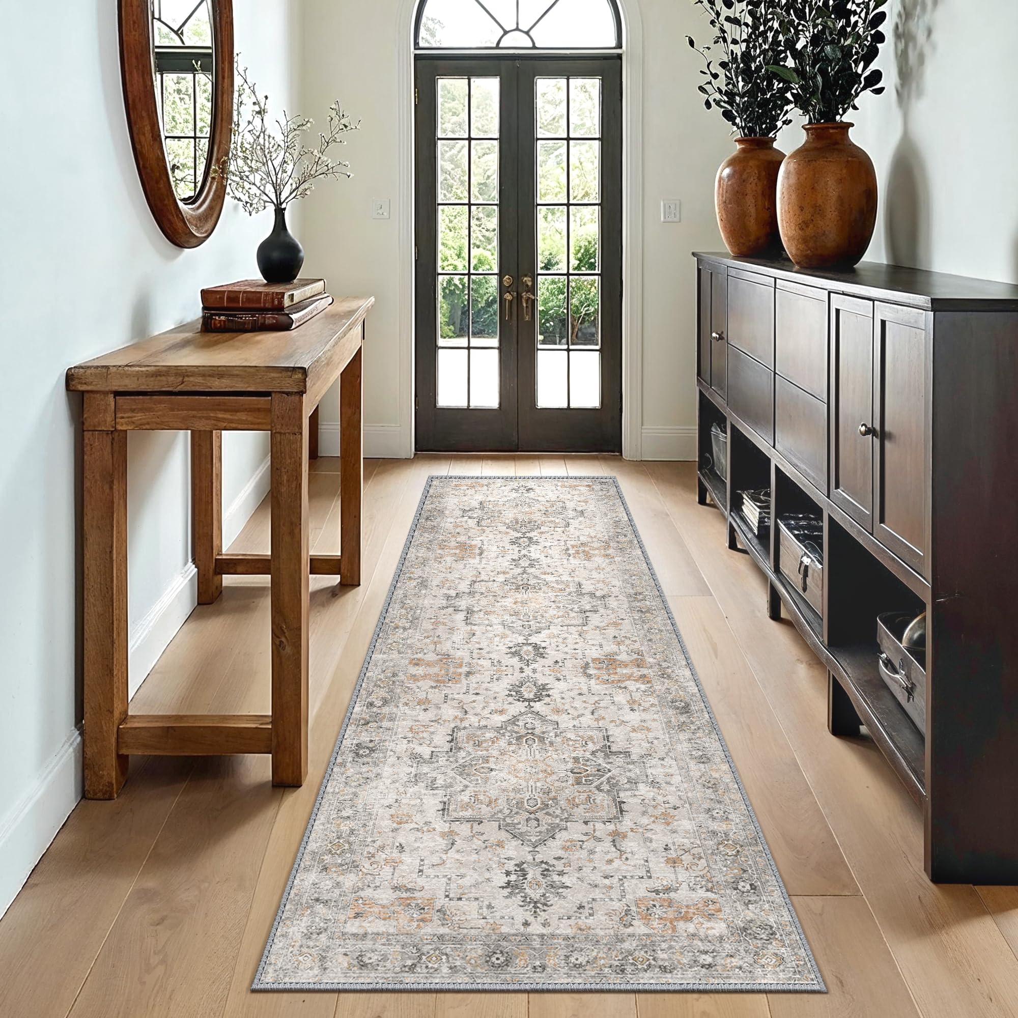 GENIMO Small Machine Washable Rugs 60x120cm, Vintage Bedside Rug, Non-Slip Doormat, Boho Area Rugs, Low Pile, Non-Shedding - Image 2