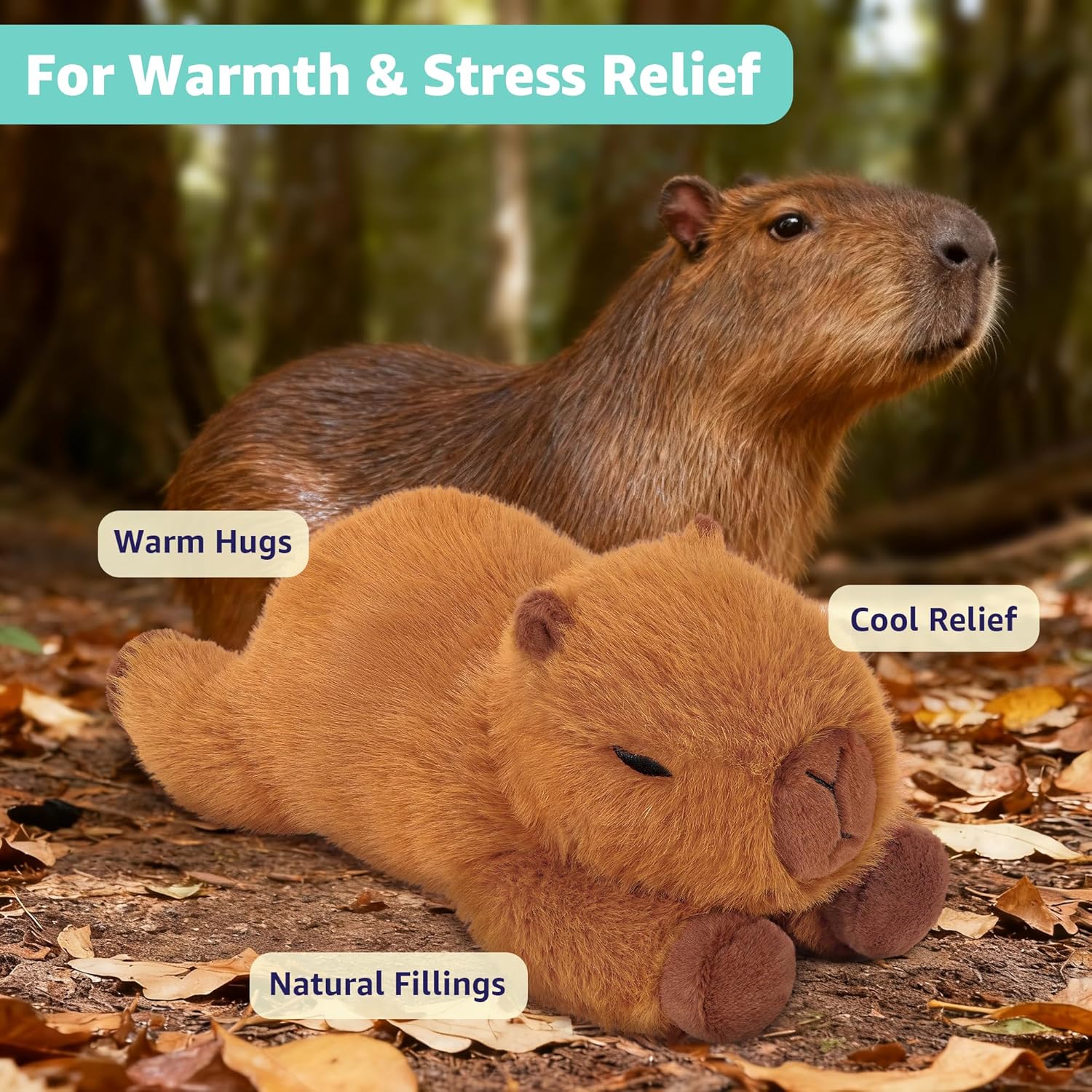 Onsoyours Original Capybara Microwavable Stuffed Animal, 15 inch Heatable Capybara Plush for Warmth & Comfort - Soft Cute Plushies Toys for Kids & Adults - Image 2