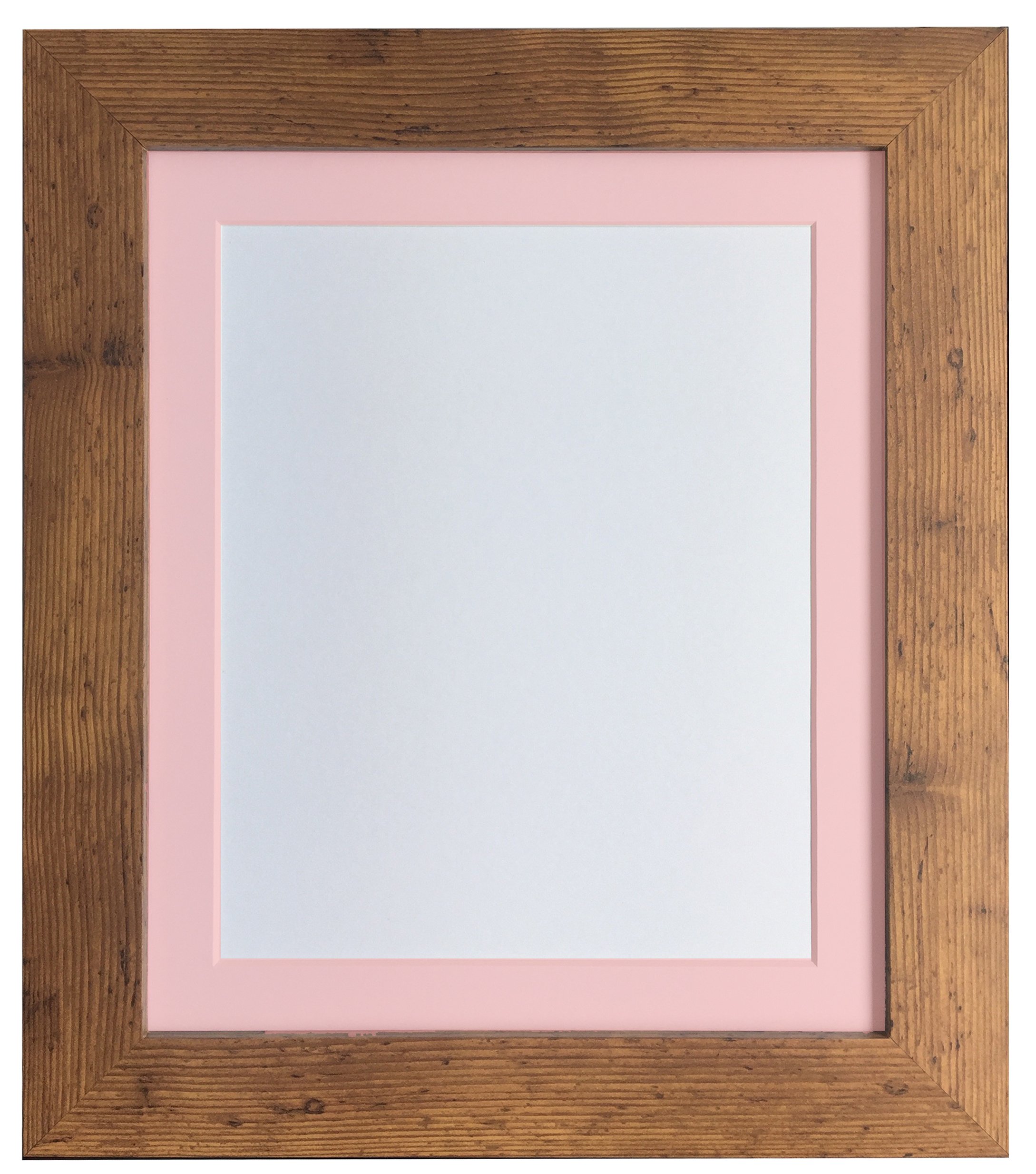 FRAMES BY POST London Picture Photo Frame, Vintage Wood with Pink Mount, 10 x 10 Image Size 8 x 8 Inches โ image 1