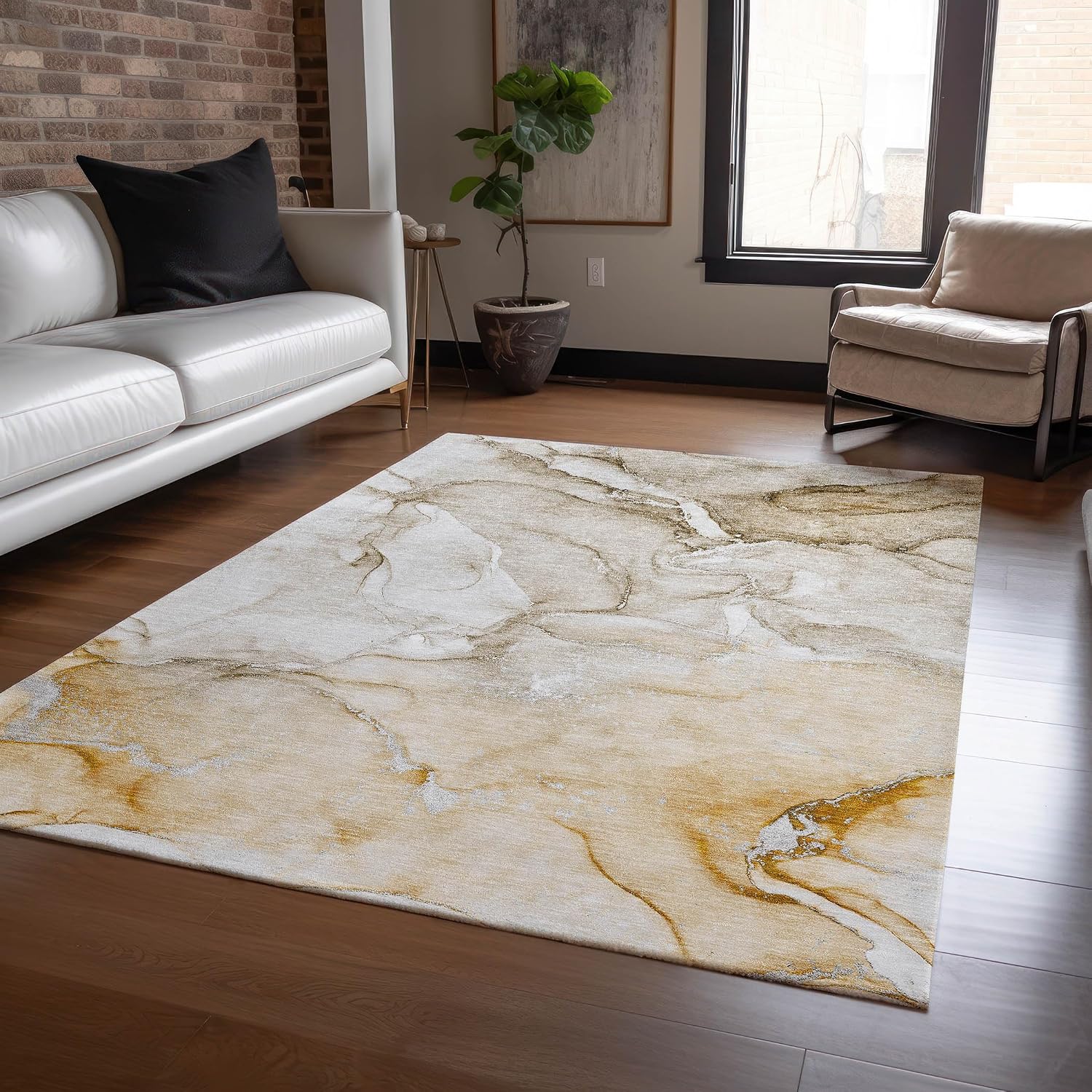Addison Rugs Chantille ACN516 Brown 9' x 12 Indoor Outdoor Area Rug, Stain Resistant, Machine Washable, Non Shedding, Bedroom, Living Room, Dining Room, Kitchen Rug
