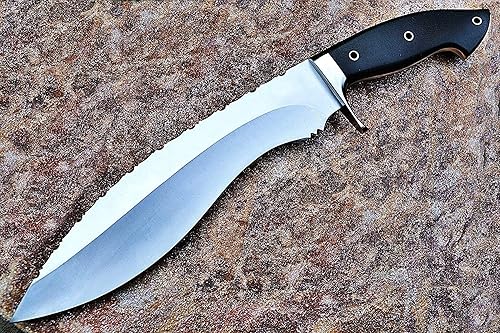 BIGCAT ROAR Cuchillo de caza de acero D2 hecho a mano, cuchillo de caza de hoja fija Bushcraft con funda y mango de micarta - Cuchillo de corte EDC
