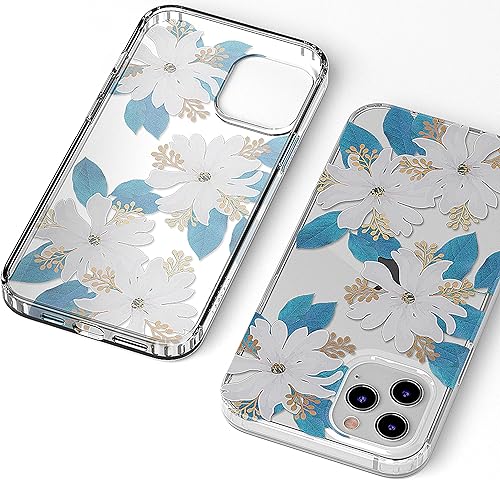 Miniatura 5 de Casely Funda para iPhone 11 Pro Max  Funda floral transparente azul y dorada