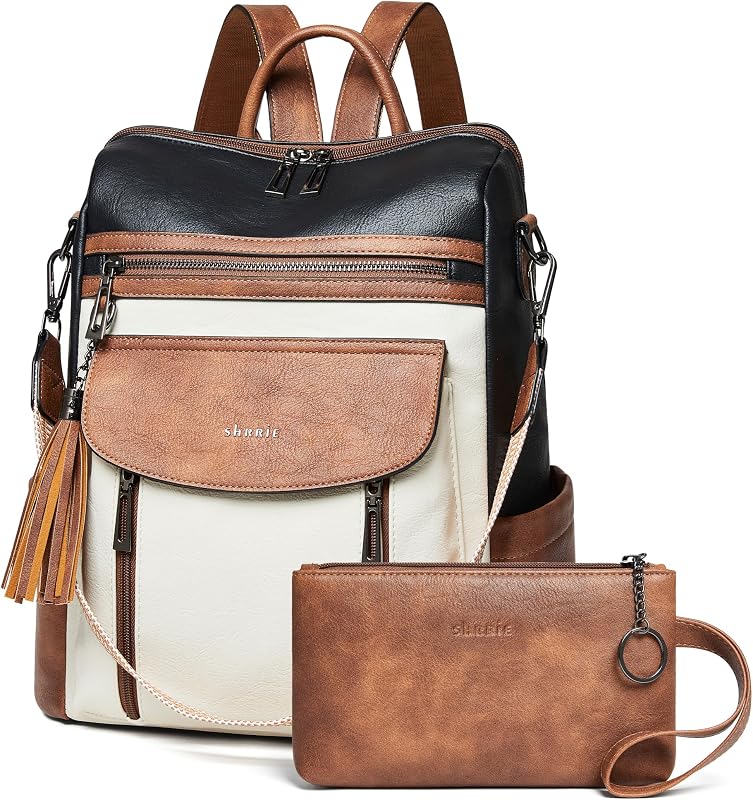 Backpack Purse for Women Fashion Leather Backpack Purse Designer Travel Backpack Convertible Shoulder Bag with Wristlet