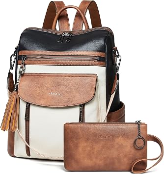 Shrrie Backpack Purse for Women Fashion Leather Backpack Purse Designer Travel Backpack Convertible Shoulder Bag with Wristlet