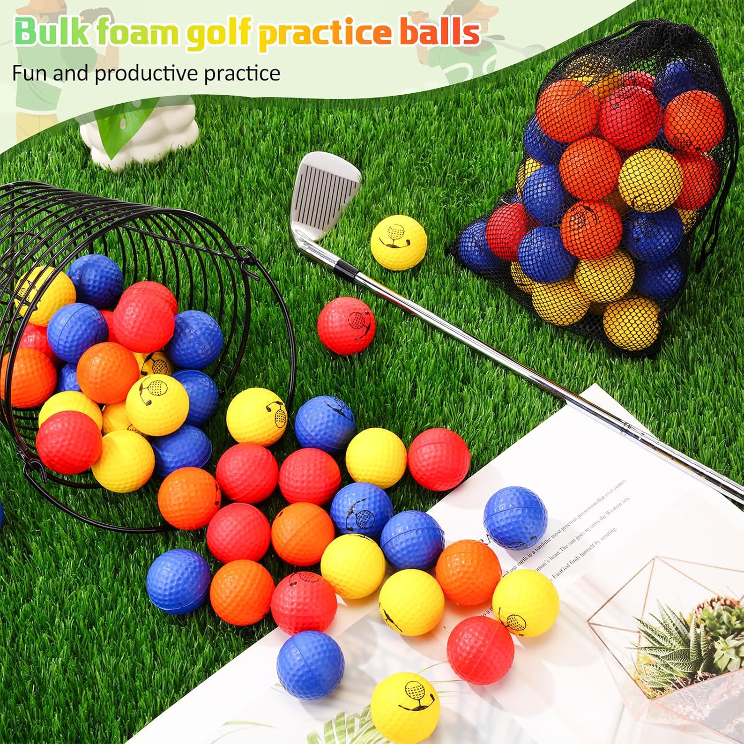 Mudder 200 Pcs Foam Golf Practice Balls Bulk, Soft Foam Ball, Realistic Feel Elastic, Limited Fly Practice for Golf Indoor or Outdoor Training Festive Christmas Stocking Stuffer