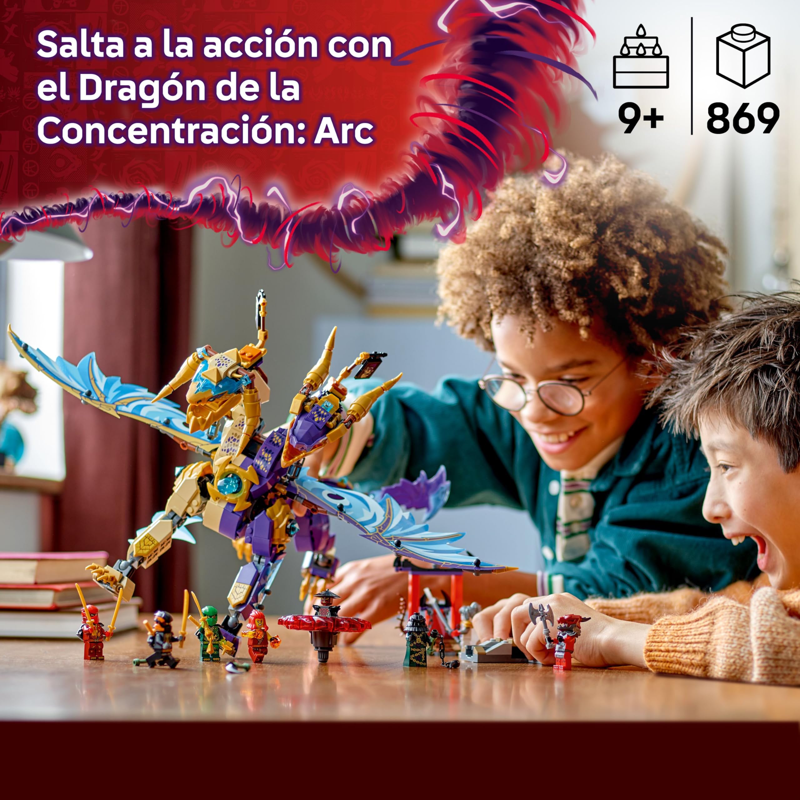 LEGO NINJAGO Dragón de la Concentración: Arc Set con 8 Minifiguras, Armas Ninja y Spinner de Spinjitzu, Juguete de Interactivo de Construcción para Niños y Niñas de 9+ Años, Regalo de Cumpleaños 71836