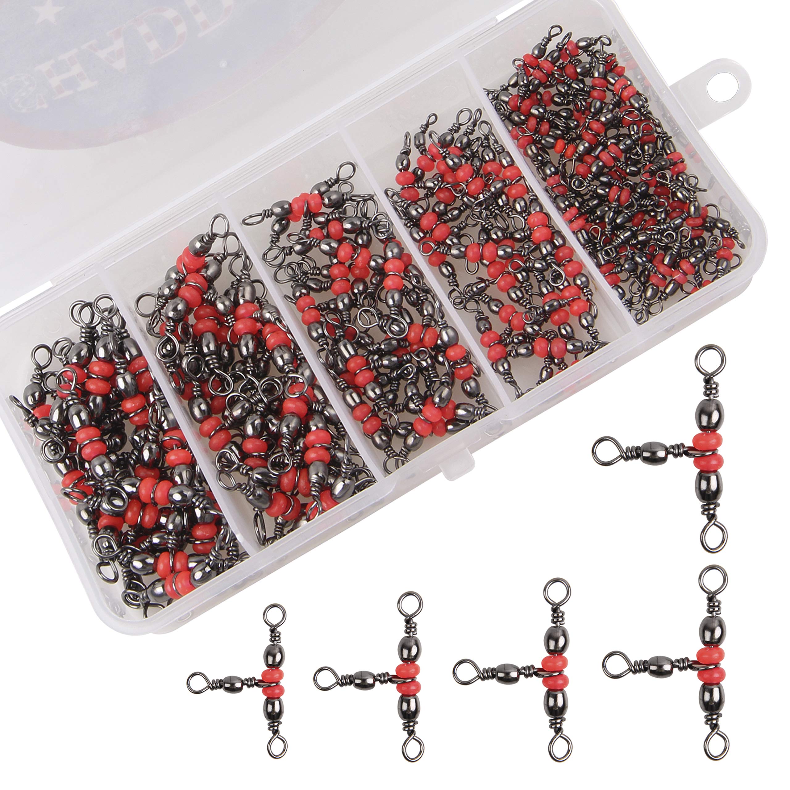 Shaddock Fishing3 Way Barrel Swivels Kit – 120pcs Cross-line Crane Swivel 3 Way Swivel Crimp Swivel Tackle Connector Accessories