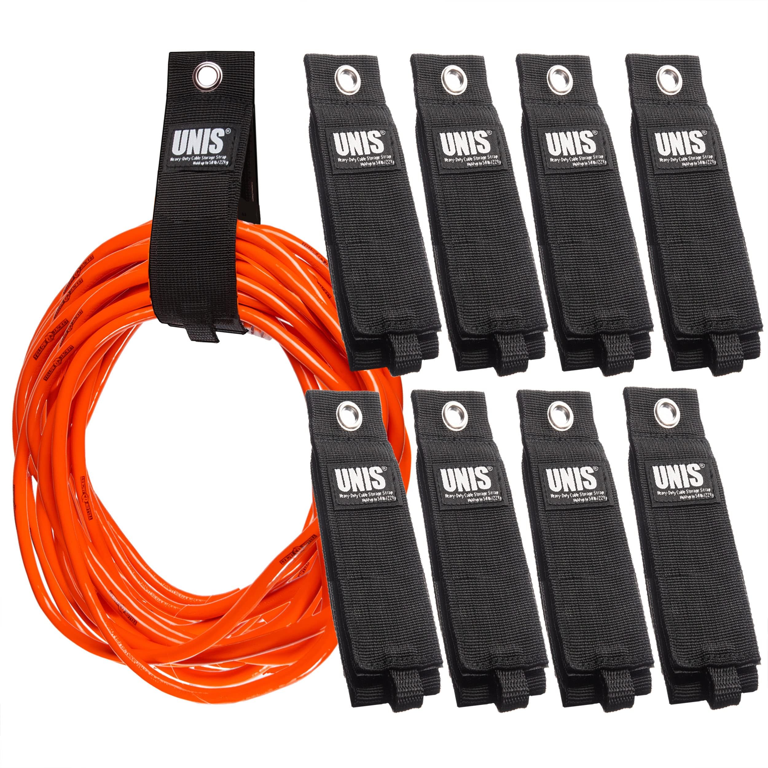 8 Pack Heavy Duty Large 13-inch Extension Cord Storage Extendable Cable Ties Strap Loop Hanger Organizer for Cable