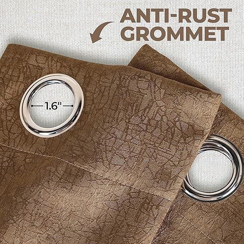 Miniatura 4 de BLUENILEMILLS Paneles de cortinas opacas para oscurecer la habitación con 8 ojales, cortinas perfectas para ventanas de cocina, dormitorio o sala de