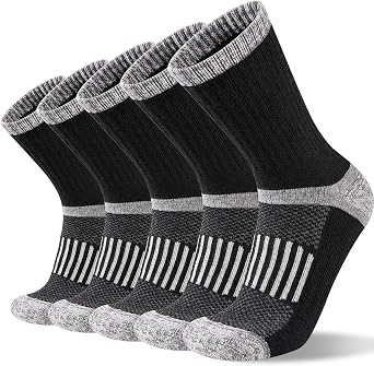 Merino Wool Hiking Socks for Men Moisture Wicking Cushion Thermal Warm Winter Crew Outdoor Boot Socks5 Pairs