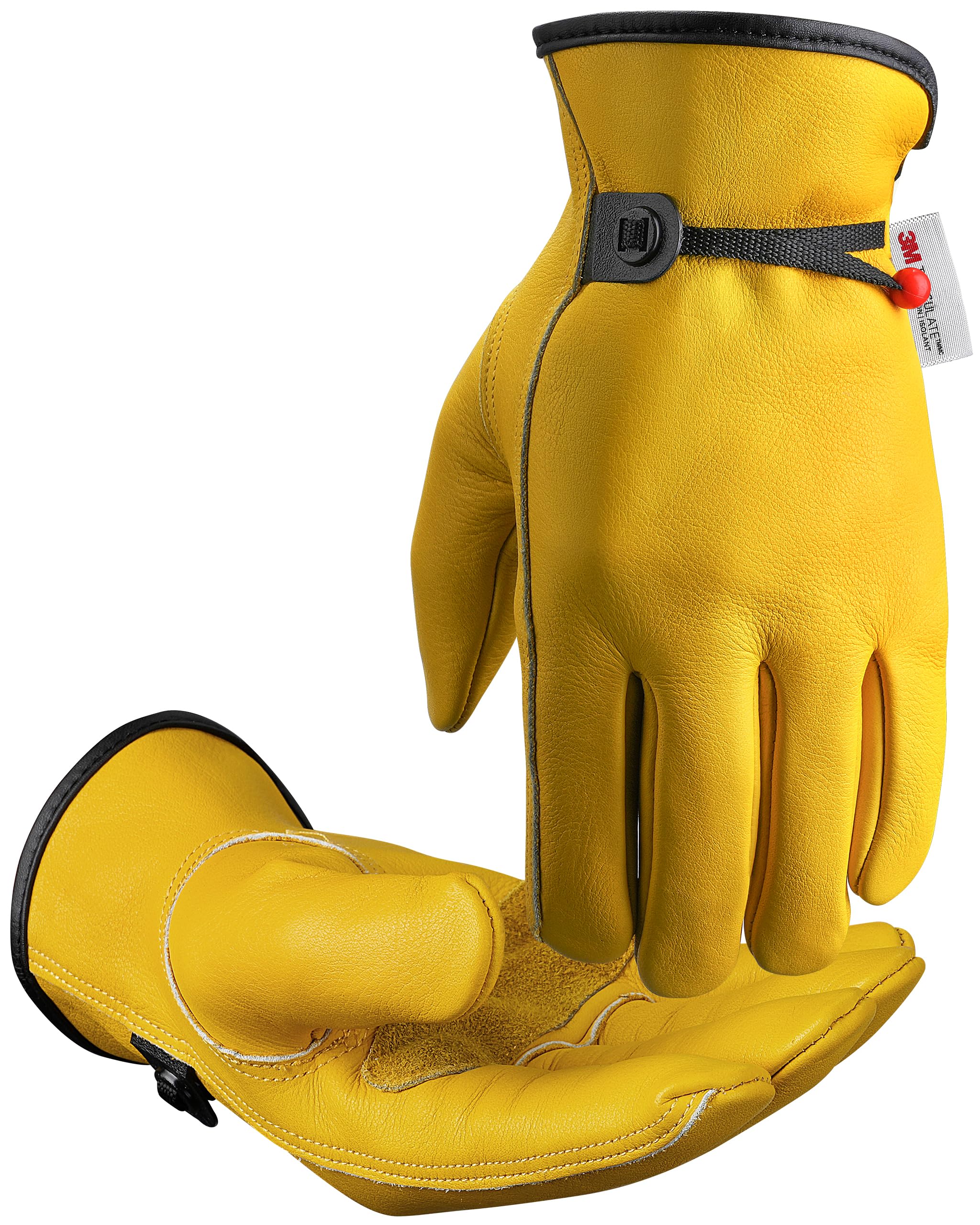 DULFINE Winter Leather Work Gloves for Men and Women,3M Thinsulate Lining for Cold Weather Work, Thermal Insulated Gloves