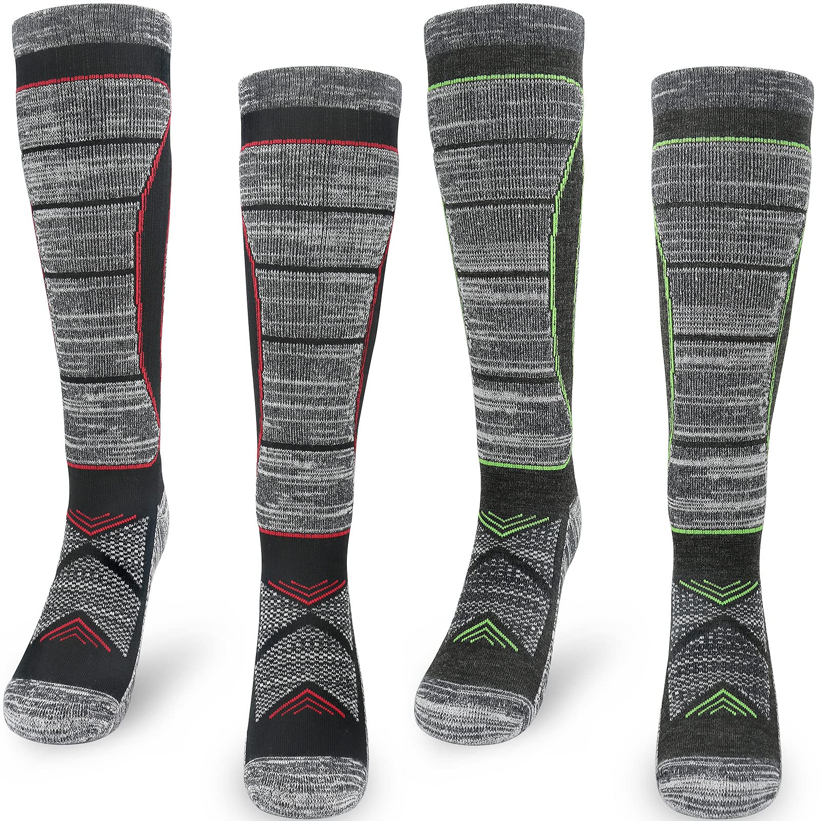 ouhos Merino Wool Thermal Ski Socks Mens 6-12 Long Knee High Warm Hiking Walking Sports Socks for Men Thick Cushioned Anti Blister Winter Outdoor Work Athletic Socks 2 Pairs