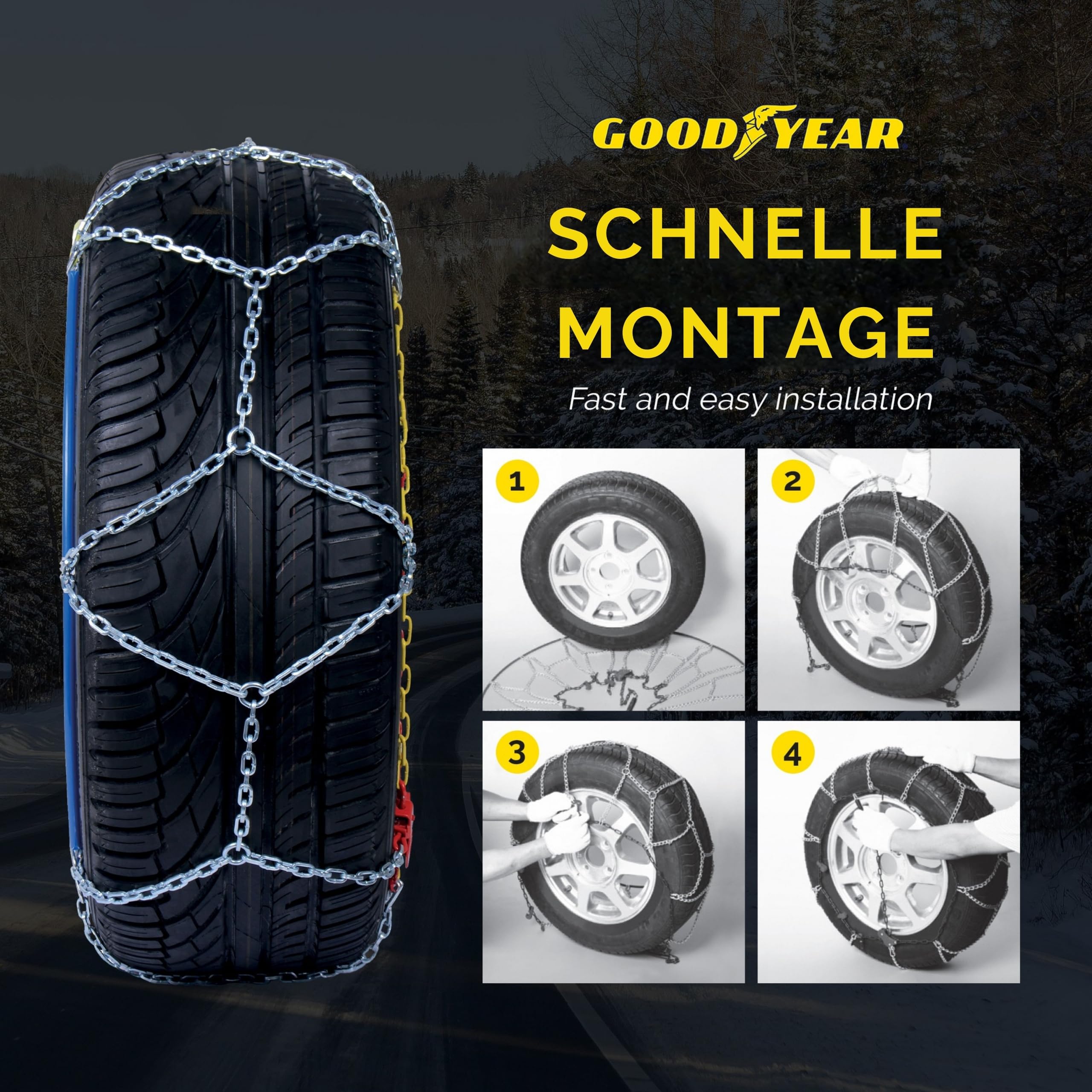 Goodyear 77913: "G9" Schneeketten, 9 mm, Größe 120, Zertifizierung TUV und ÖNORM
