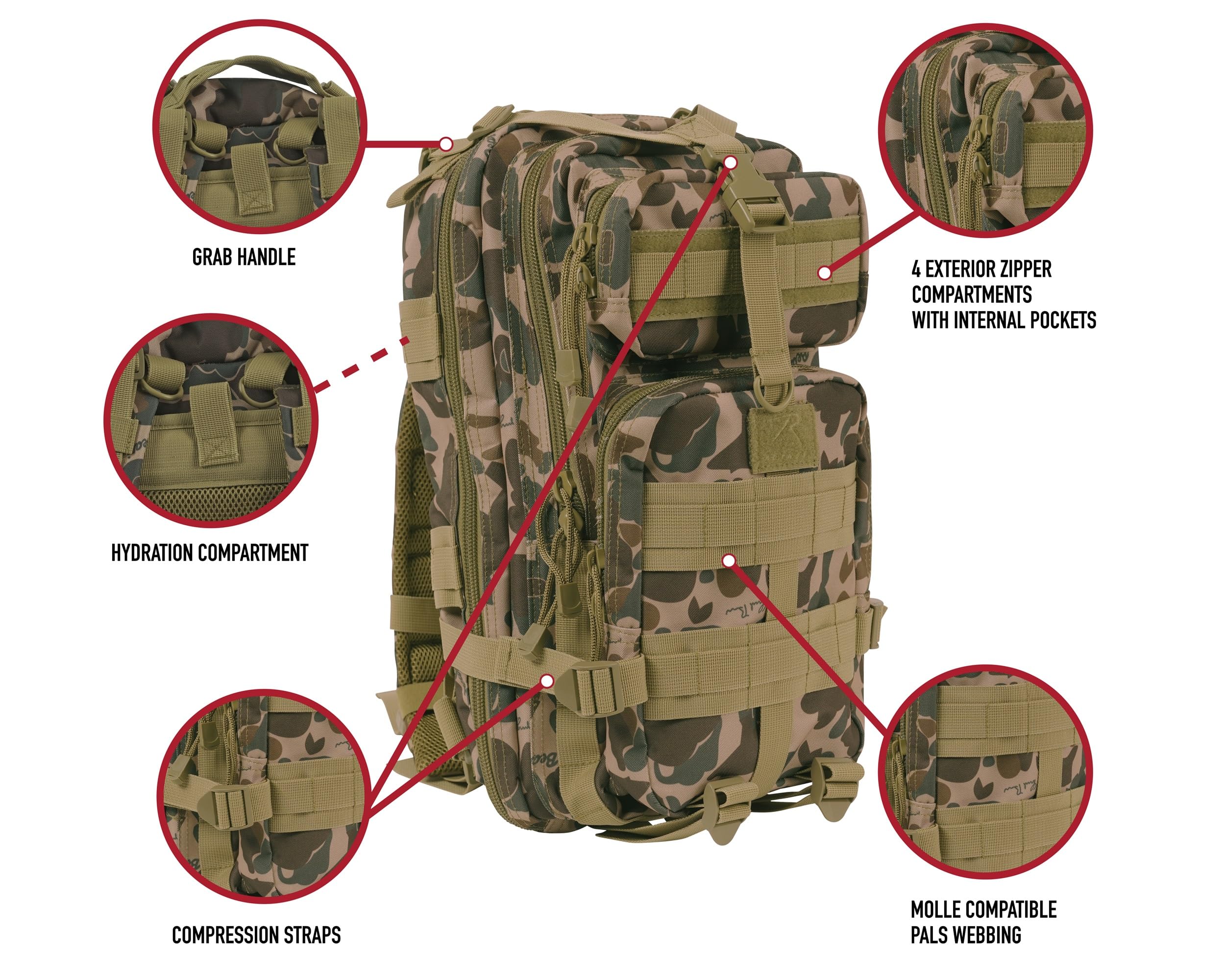 Rothco X Bear Archery Fred Bear Camo Medium Transport Pack - Jagdrucksack mit 25L Stauraum