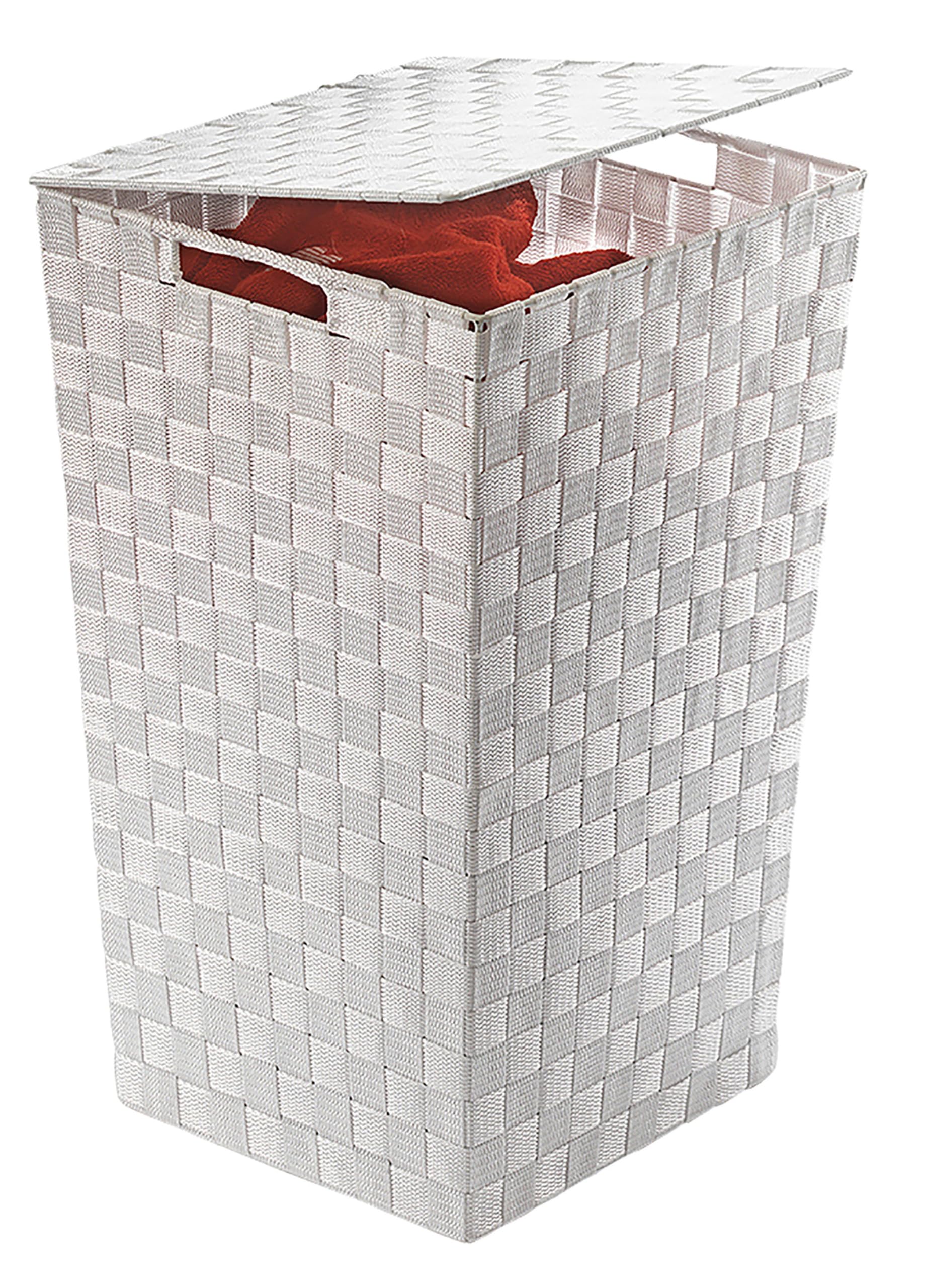 Kobolo Wäschebehälter Wäschekorb quadratisch weiß Nylon 33x33x54 cm Küche, Haushalt & Wohnen