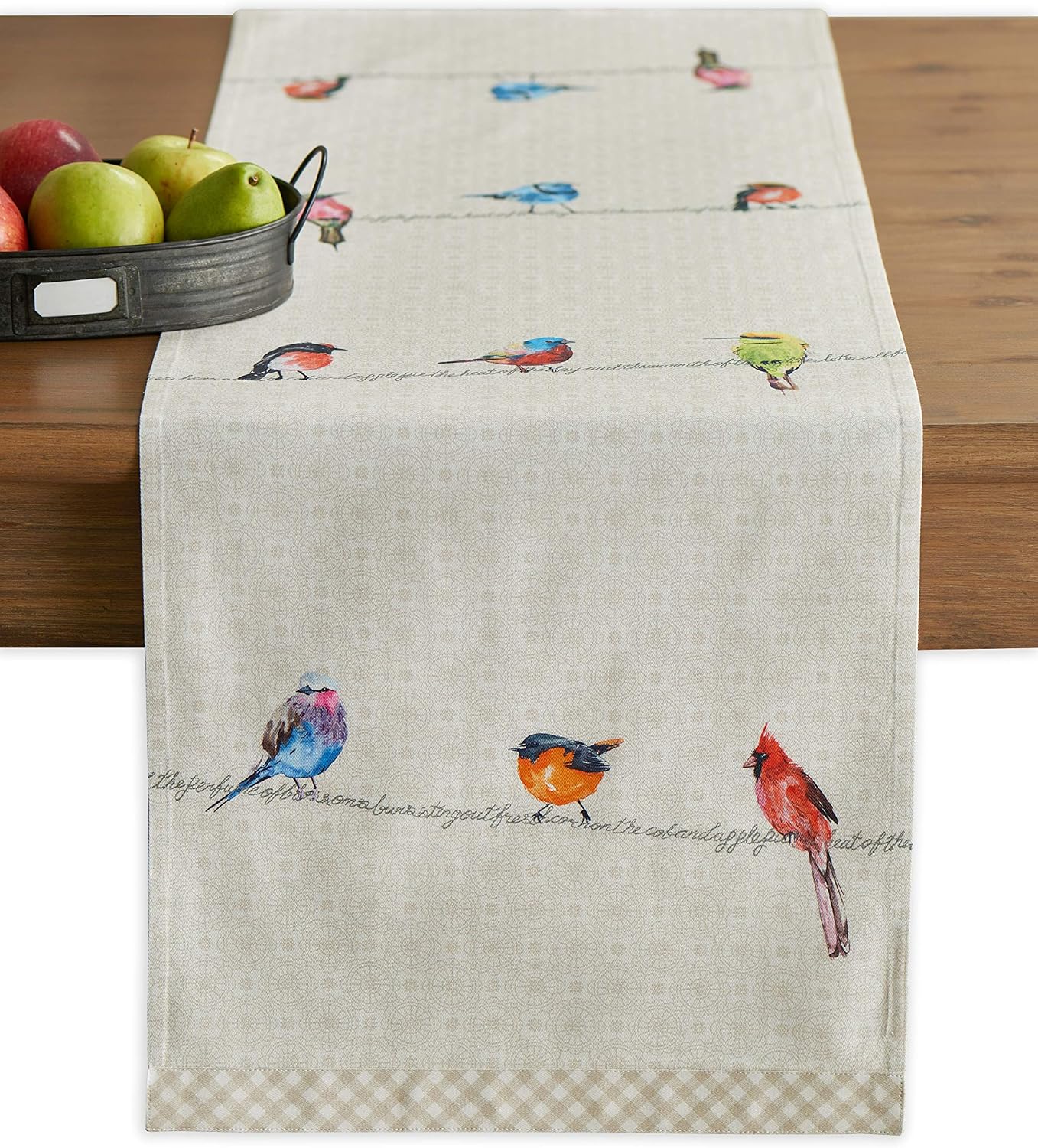 Maison d' Hermine Runner da tavola Meadow Florals, in 100% cotone, per