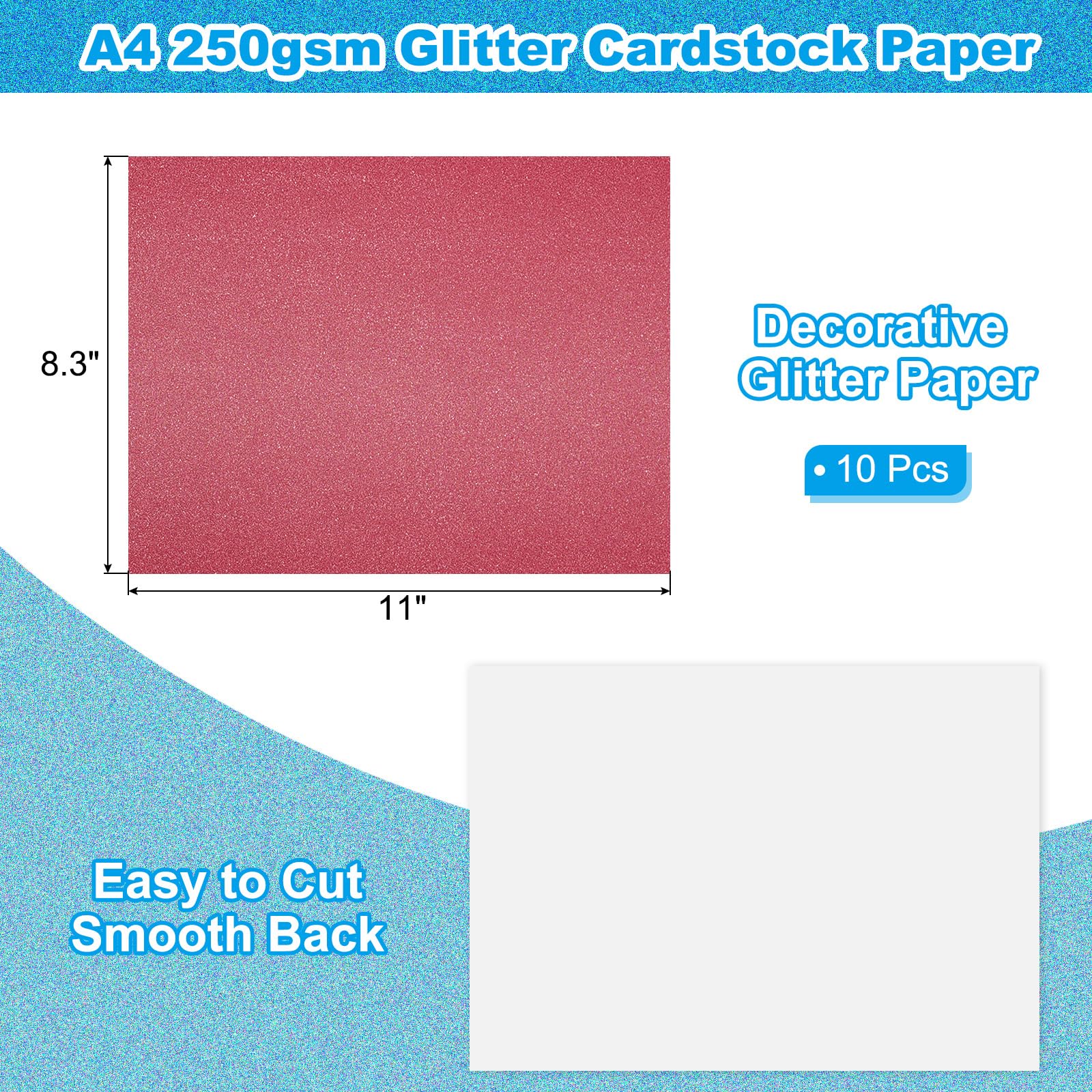 PATIKIL 10 Sheets Dark Red Glitter Cardstock 8.5 x 11 in - Image 2