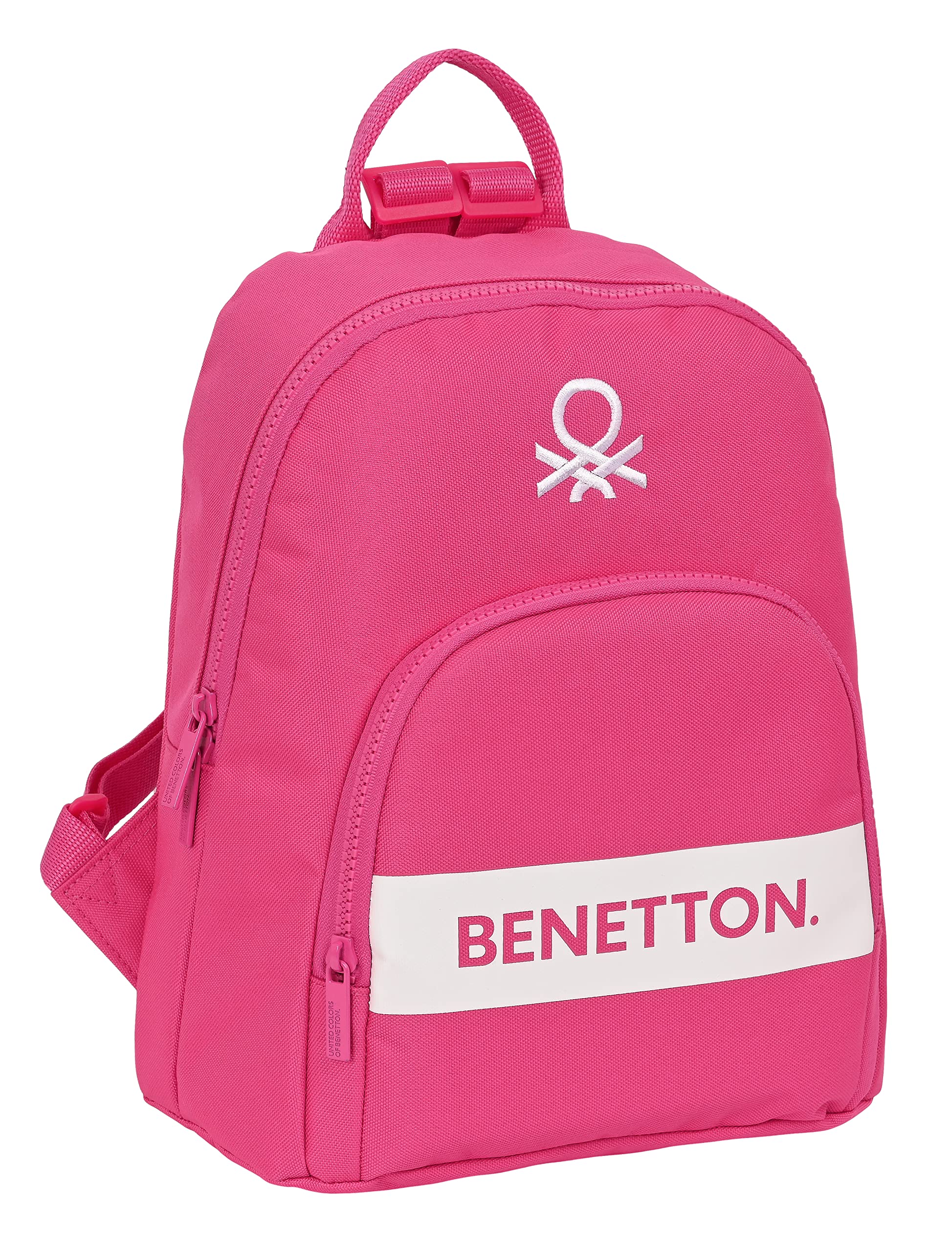 Safta M846, Benetton Raspberry-Mini Mochila para Uso Diario, Ideal Diferentes Edades, Cómoda y Versátil, Calidad y Resistencia, 25x13x30 cm, Color Rosa Fucsia Unisex niños, Estándar