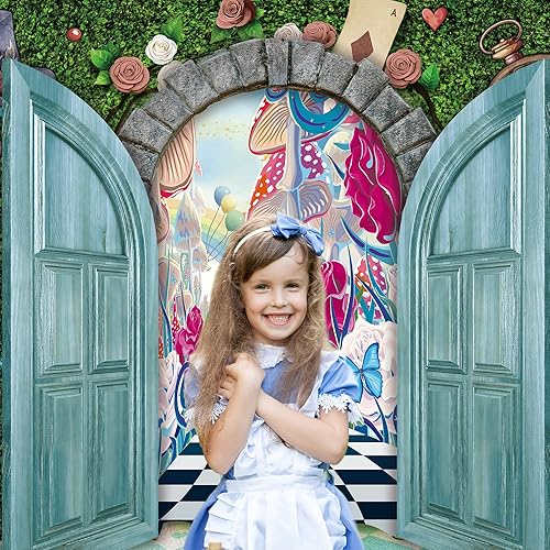 Miniatura 2 de Newsely Fondo de té de valla verde del País de las Maravillas de 7 pulgadas de ancho x 5 pulgadas de alto, fotografía de hadas y tierra de los