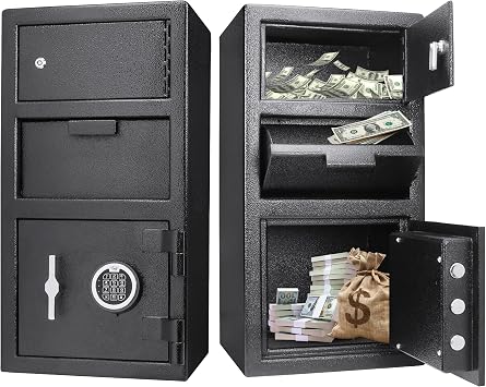 Barska Advanced Digital Keypad Compact Depository Drop Safe with Master Code + 5 Codes & Dual User Mode, Black, 0.72/0.78 Cubic Ft