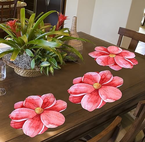 Miniatura 2 de Gift Boutique 50 Pcs Disposable Flower Shaped Paper Place Mats 13" Summer Pink Floral Place Mat for Spring Flowers Dinner Table Setting Party