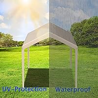 Vista 4 de Toldo de repuesto para cochera, 10 x 20 pies, beige, protección UV y material impermeable, adecuado para barcos, fiestas, bodas, jardines, tiendas