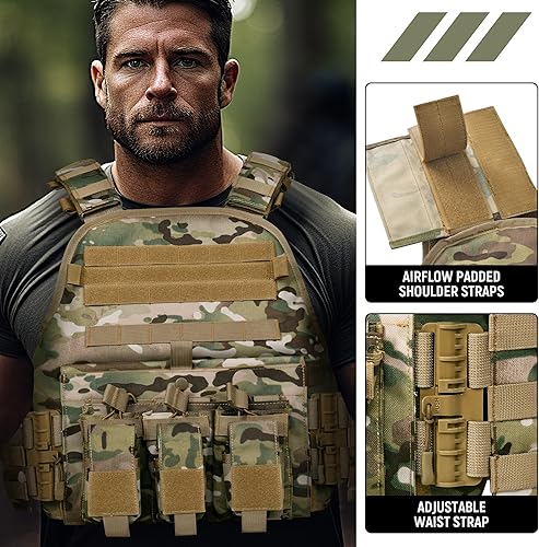 Miniatura 4 de GFIRE Tactical Vest - Airsoft Lightweight Modular 3D Breathable Quick Release Vest, Adjustable Tactical Gear for Training