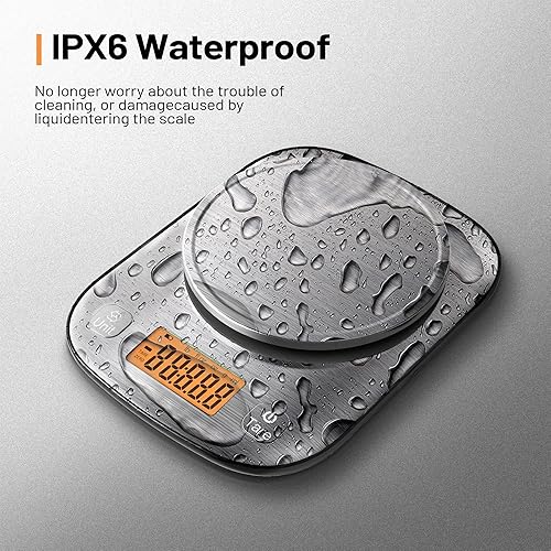 Miniatura 3 de Báscula digital de cocina para alimentos, gramos, onzas y onzas con IPX6 impermeable, báscula digital profesional de acero inoxidable para cocina,