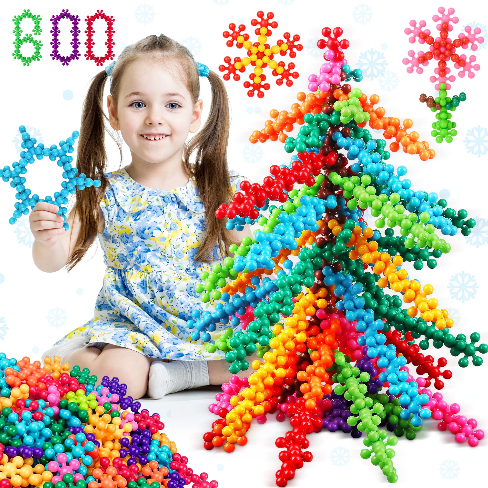 Vanmor 600 Pieces Snow Building Blocks, Kids STEM Toys Educational Toys Discs Sets, Big Size Interlocking Solid Plastic for Preschool Kids Boys and Girls Aged 3+
