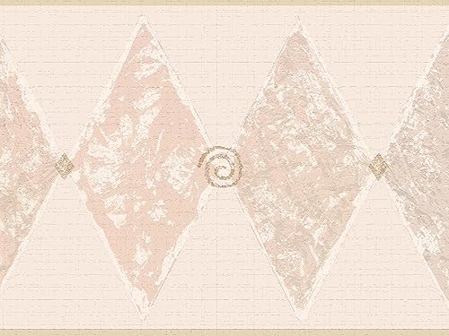 Dundee Deco DDAZBD9281 - Borde de papel tapiz para despegar y pegar, diseño retro geométrico de diamantes rosados, 15 x 7 pulgadas (1.8 x 7.0in),