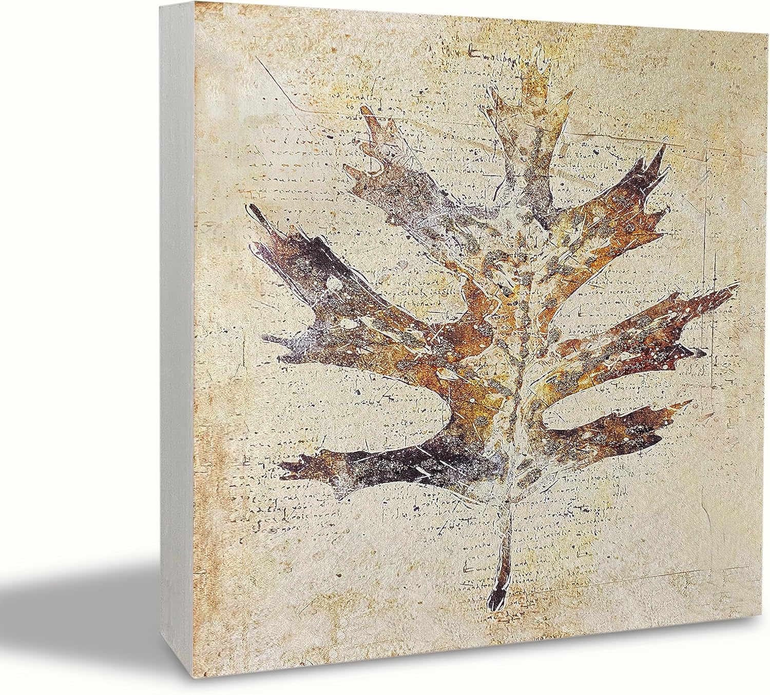 KEUSPI Fall Desk Decor,Boho Fall Maple Leaf Autumn Farmhouse Wood Sign Plaque Decor,Fall Signs,Fall Rustic Home Farmhouse Decor 5x5inch Fall Maple Leaf