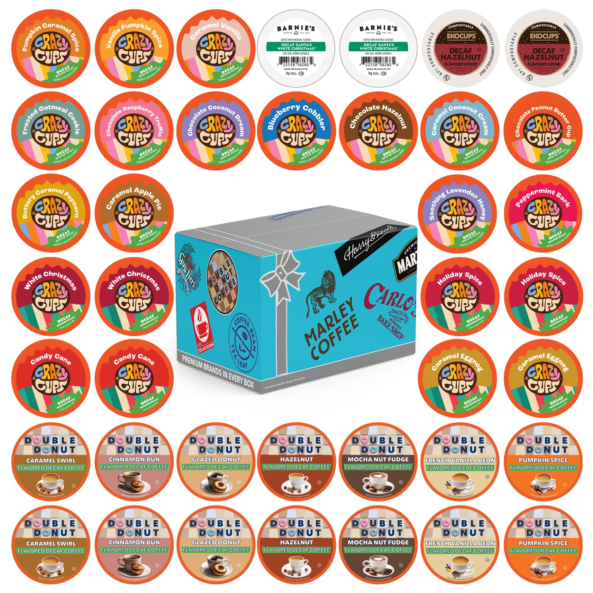 Flavored Decaf Coffee Pods Variety Pack, Great Mix of Decaffeinated Coffee Pods Compatible with all Keurig K Cups Brewers, 40 Count Bulk Pack