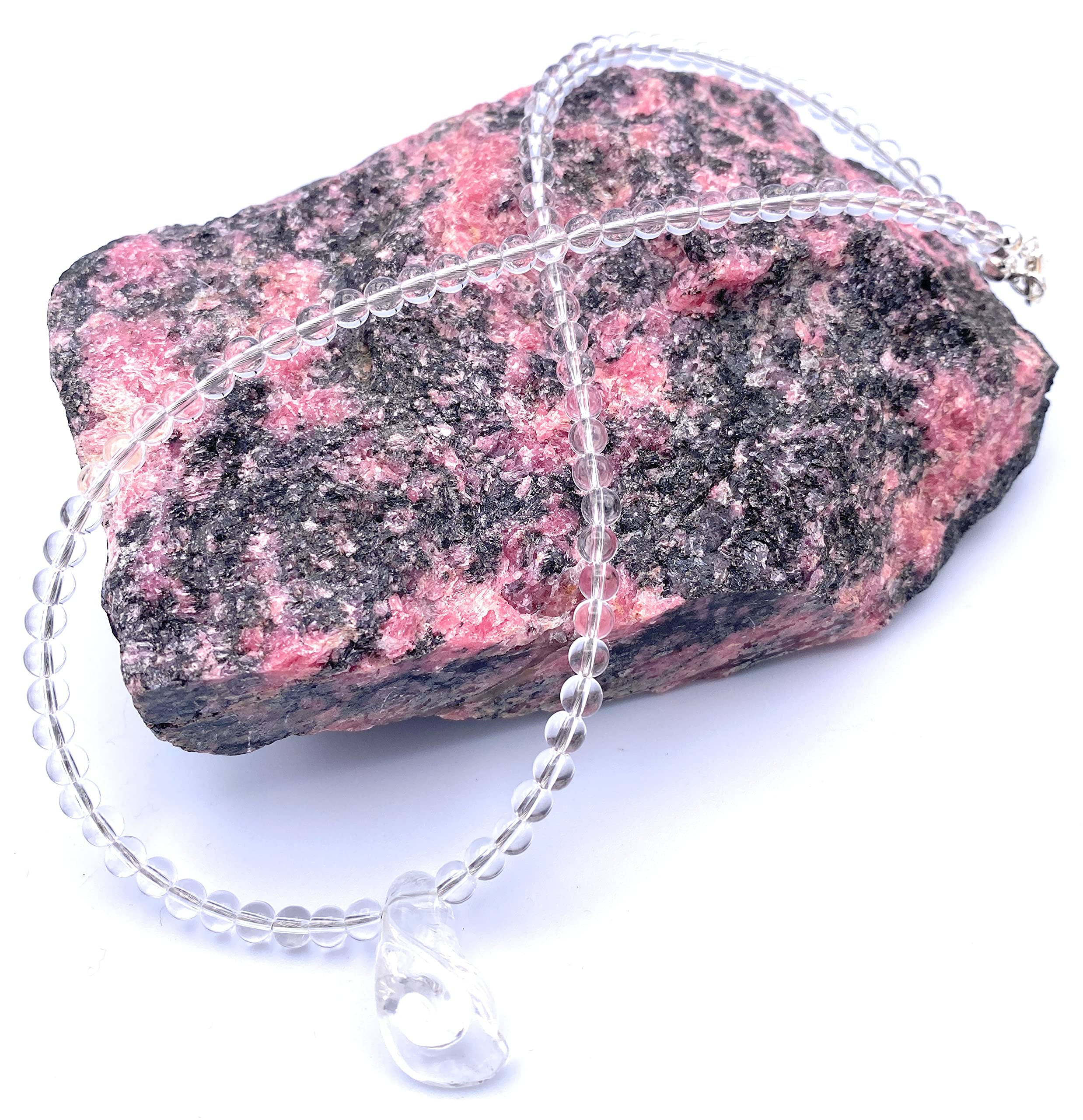 Bergkristall Halskette mit Blume Verschluss 925er Sterling-Silber