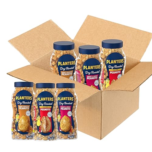 PLANTERS Paquete variado de cacahuetes, nueces tostadas secas, tarros de 16 onzas, paquete de 3 unidades, paquete de cuidado de bocadillos de
